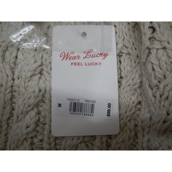Lucky Brand Cable Knit Cardigan Women's Medium Cream Button-Up Sweater Heavy NWT - Picture 4 of 16